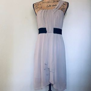 Cocktail One-Shoulder Dress with Black Waist Band